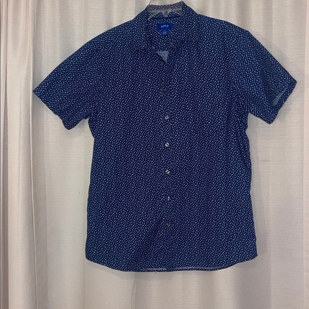 Apt. 9 Dark Blue Patterned Men's Shirt